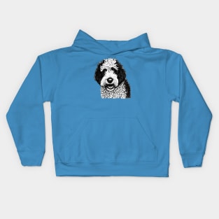 Sheepadoodle Dog Sketch Kids Hoodie